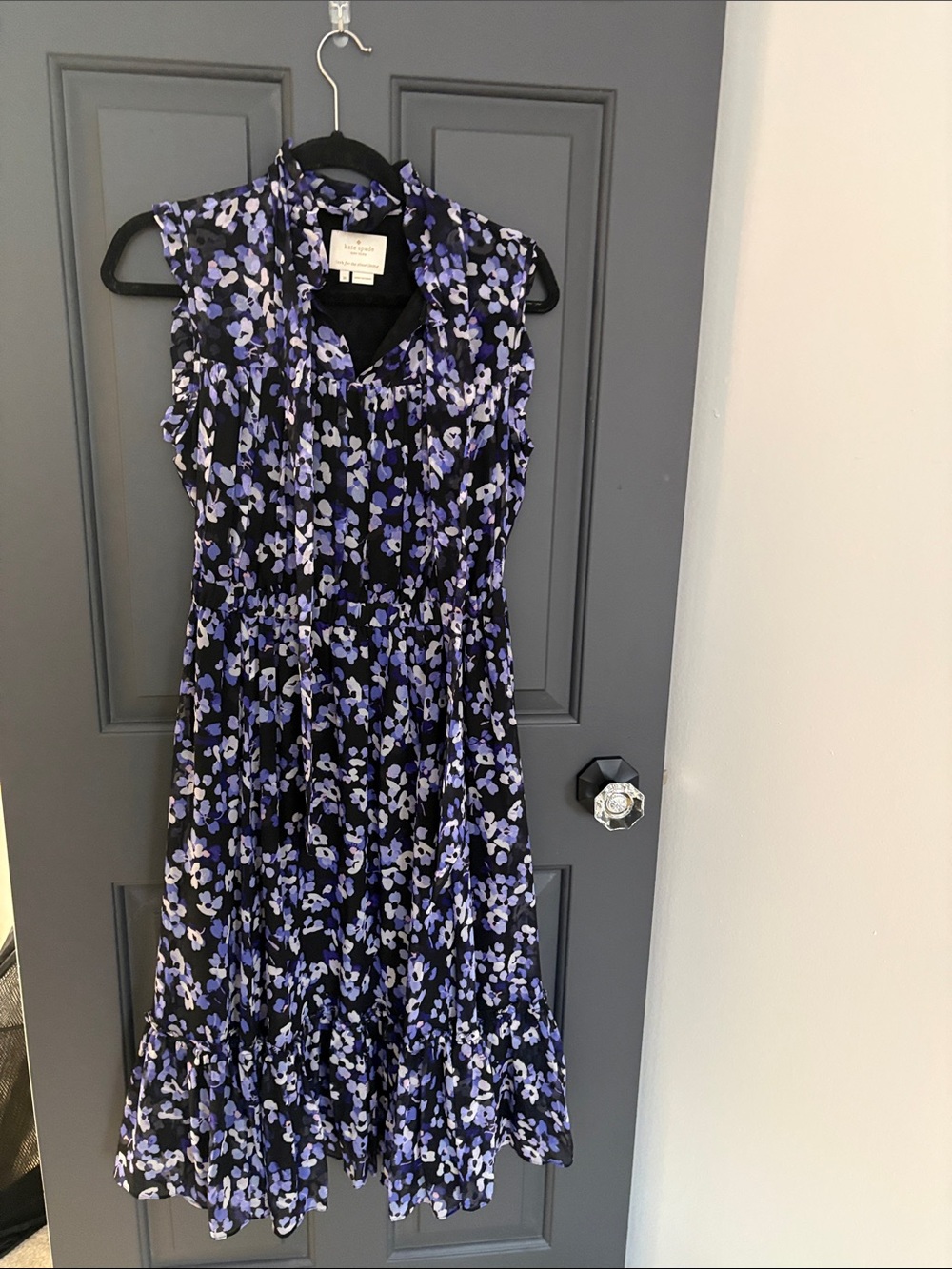 kate spade Black & Lavender Floral Sleeveless Midi Dress